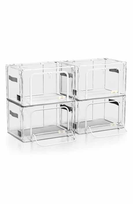 Set of 4 Stackable Foldable Clear Storage Bins