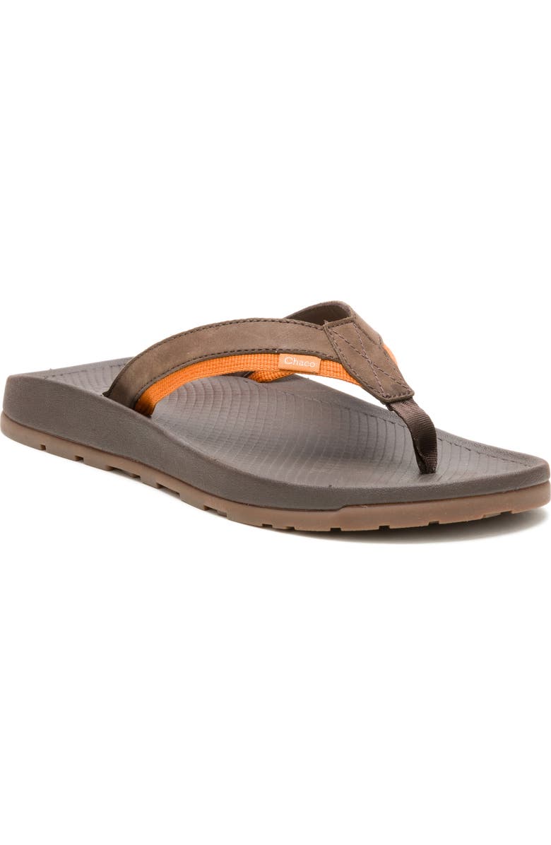 Chaco Lowdown Leather Flip Flop, Main, color, Coffee
