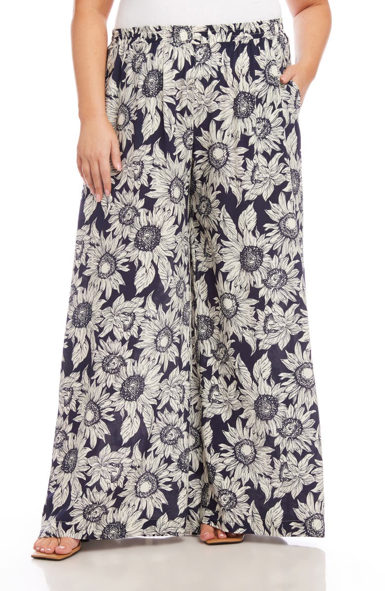 Karen Kane Floral Print High Waist Wide Leg Pants, Alternate, color,