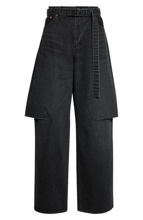 Sliced Belted Denim Jeans