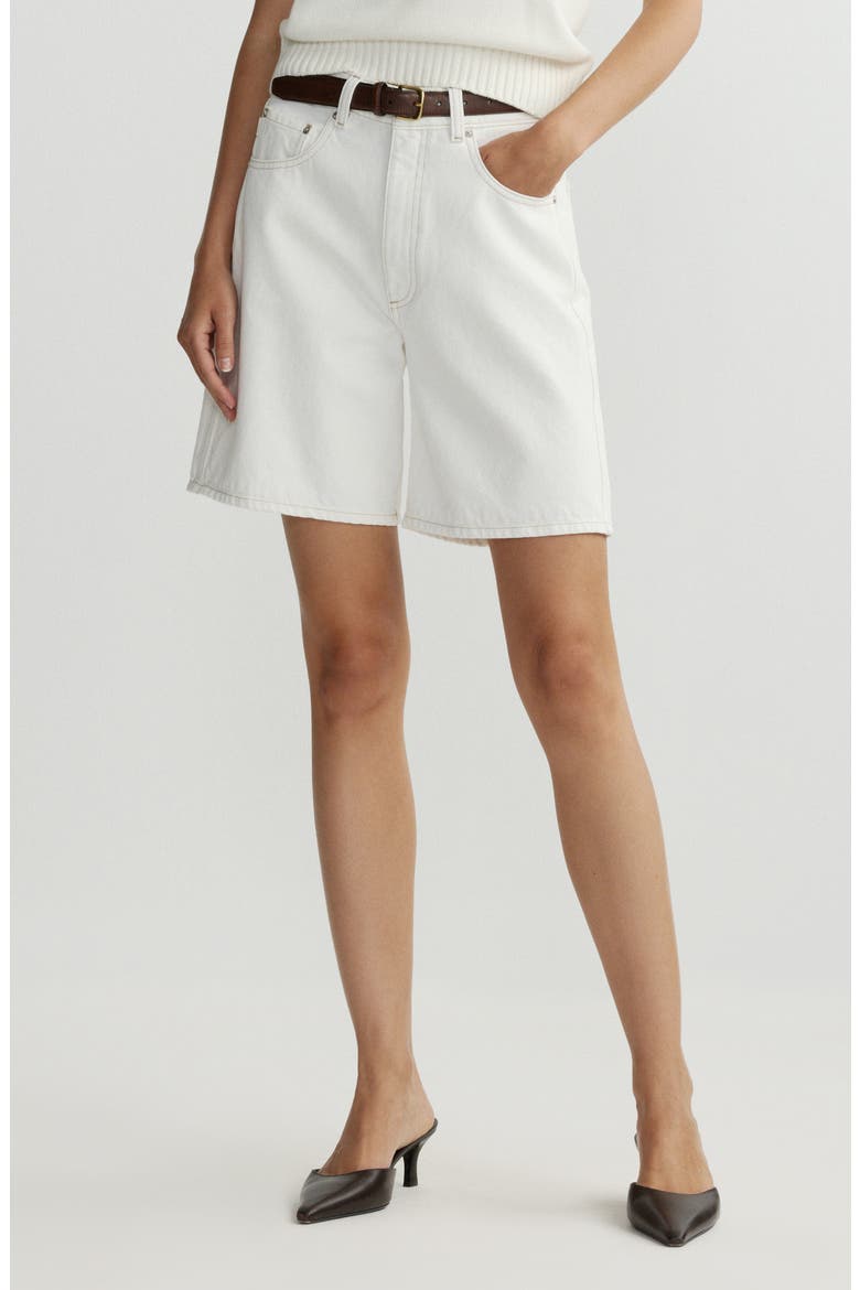 Taylor High Waist Relaxed Denim Shorts, Main, color, WHITE