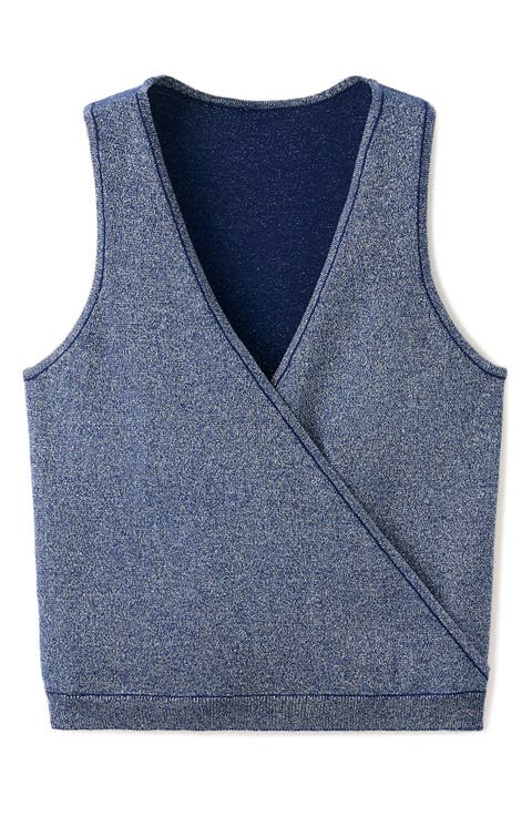 Kids' Double Breasted Metallic Knit Top