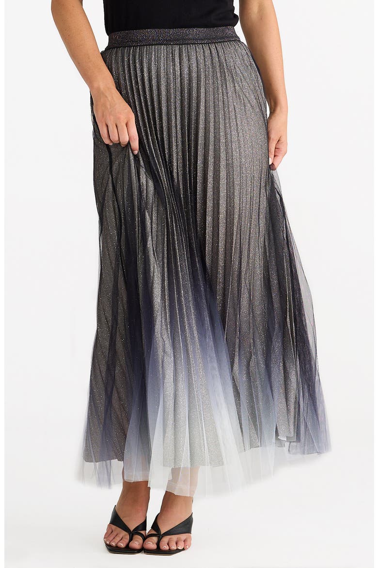West End Sparkle Pleated Ombré Maxi Skirt, Alternate, color, BLACK OMBRE