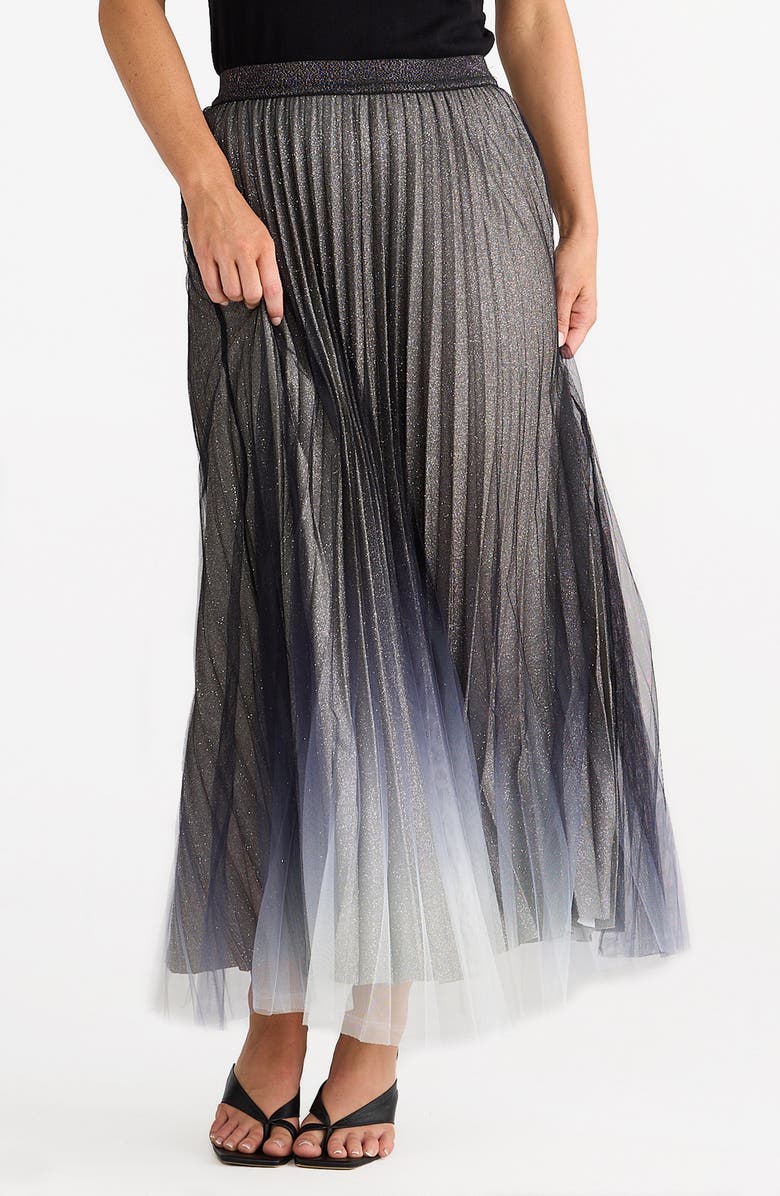 Brave+True West End Sparkle Pleated Ombré Maxi Skirt, Alternate, color, Black Ombre