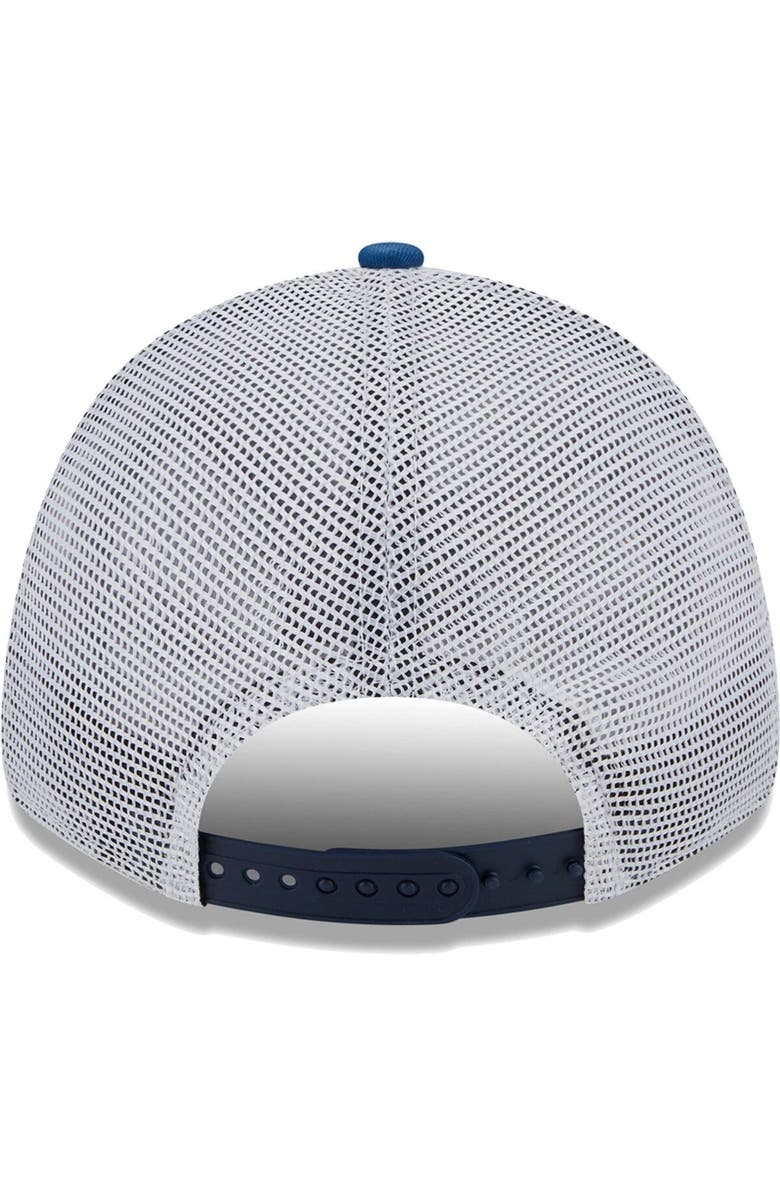 New Era Men's New Era Navy/Blue Minnesota Timberwolves Two-Tone Patch 9FORTY Trucker Snapback Hat, Alternate, color, 