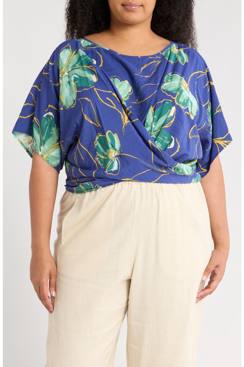 Floral Crossover Top, Main, color, ROYAL