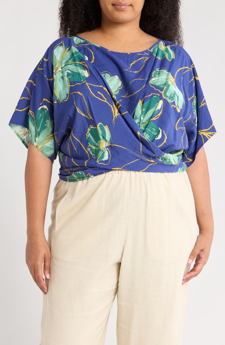 Renee C Floral Crossover Top, Main, color, Royal