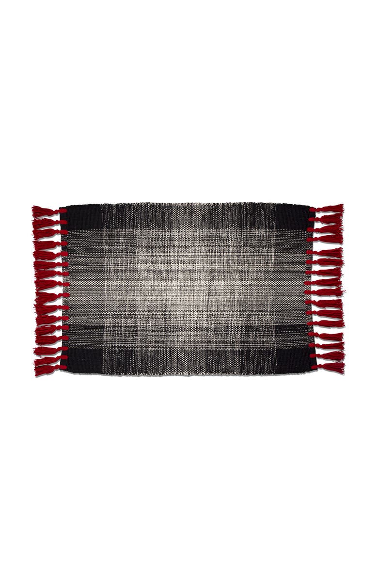 tag Tessa Black Red Tassels Hand Woven Cotton Indoor Rug, Main, color, Black