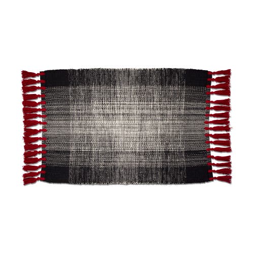 Tag Tessa Black Red Tassels Hand Woven Cotton Indoor Rug In Multi