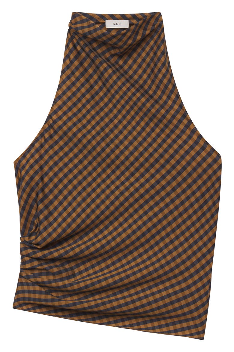 Penelope Gingham Halter Top, Alternate, color, PECAN/ NAVY