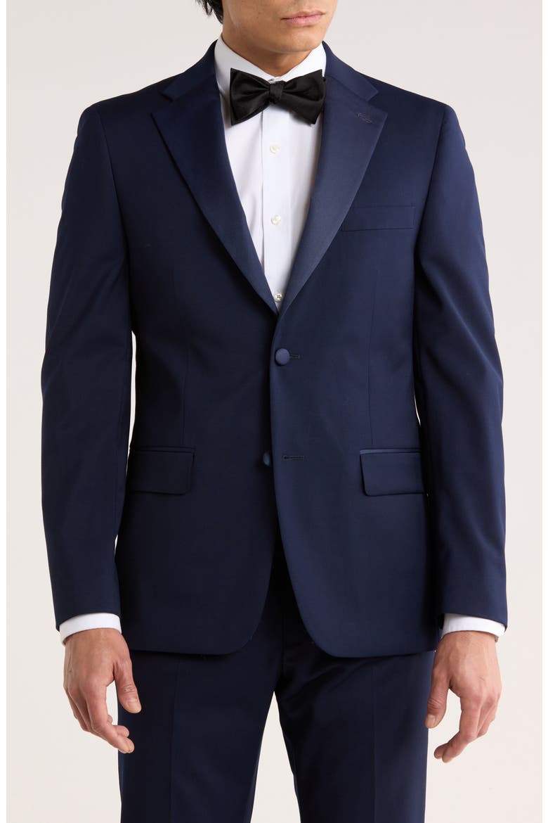 Notched Lapel Tuxedo Jacket, Main, color, NAVY TWILL