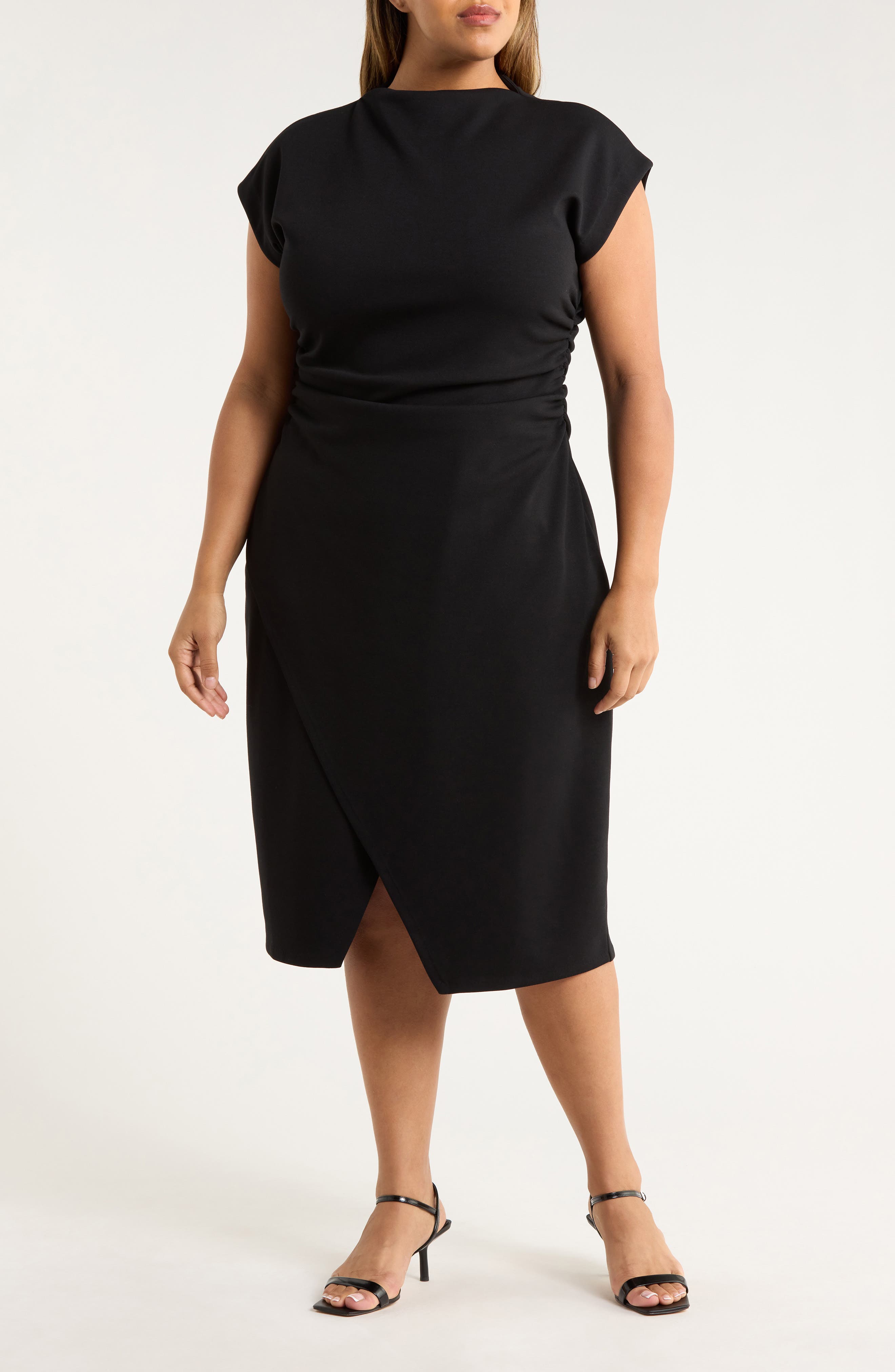 Ruched Cap Sleeve Dress