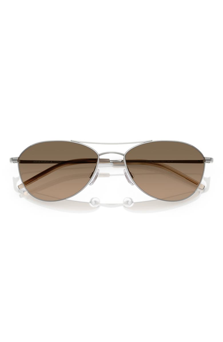 Oliver Peoples 57mm Pilot Polarized Sunglasses, Alternate, color, Silver/ Sandstone Gradient