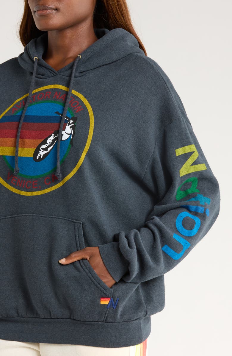 Aviator Nation Relaxed Graphic Hoodie, Alternate, color, Charcoal