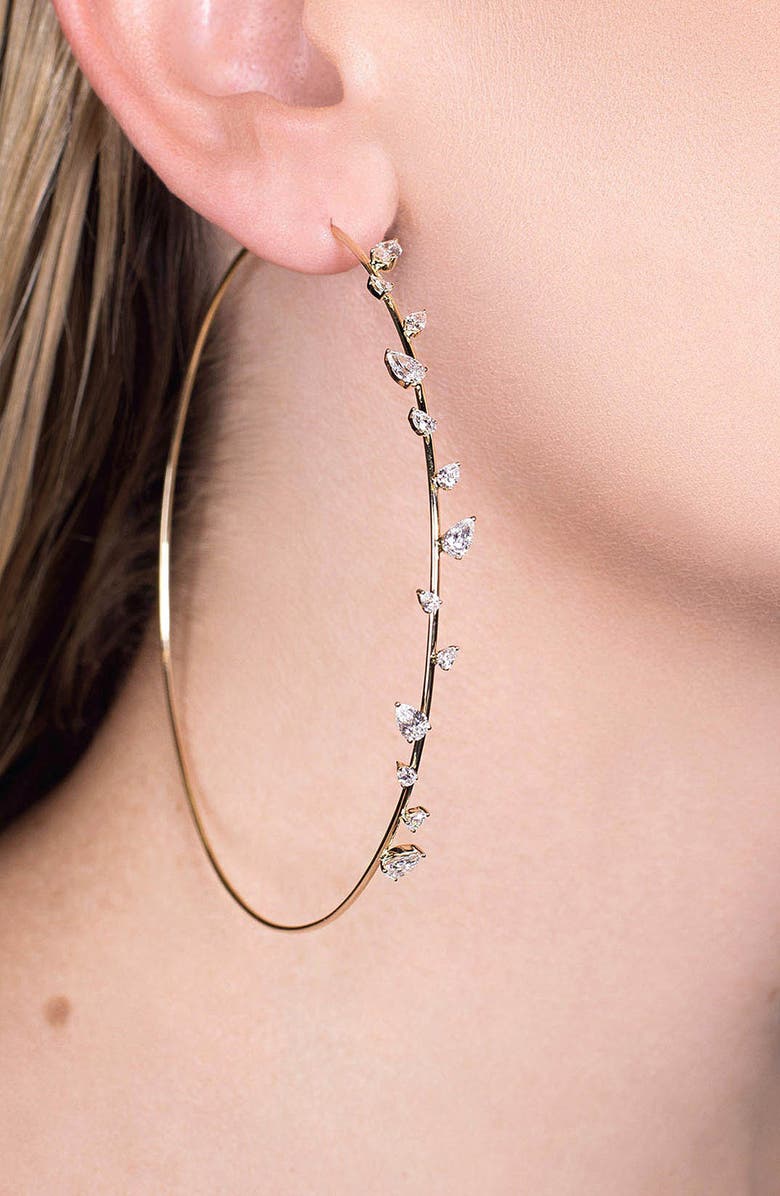 LANA 80mm Pear-Cut Diamond Hoop Earrings - 2.50ctw, Alternate, color, 