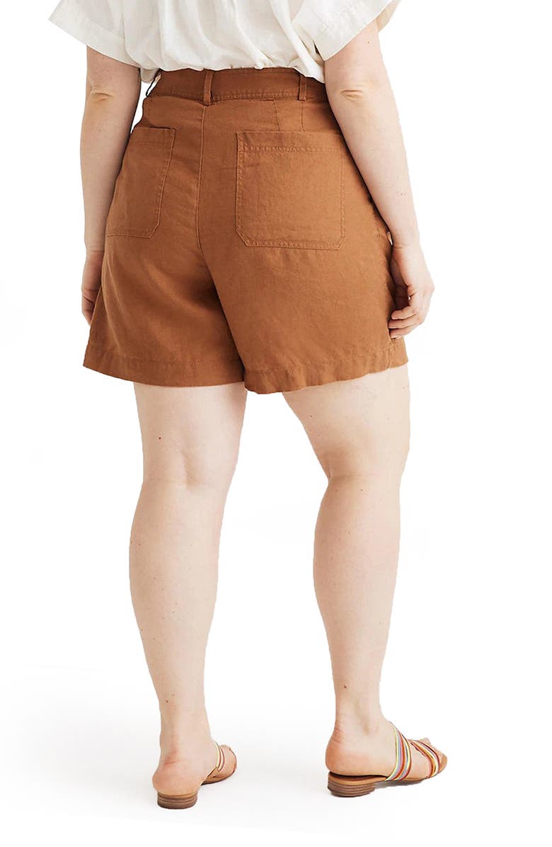 Madewell Long Pleated Linen Shorts, Alternate, color, 
