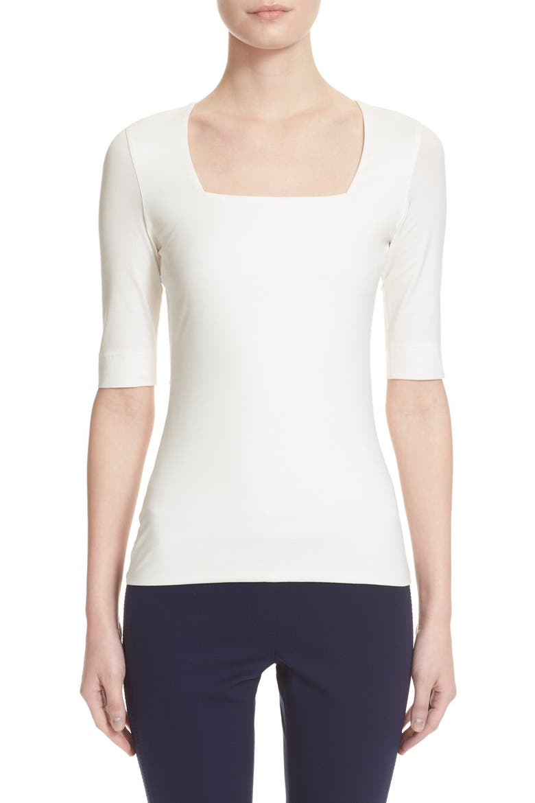 Square Neck Jersey Tee, Main, color, OFF WHITE