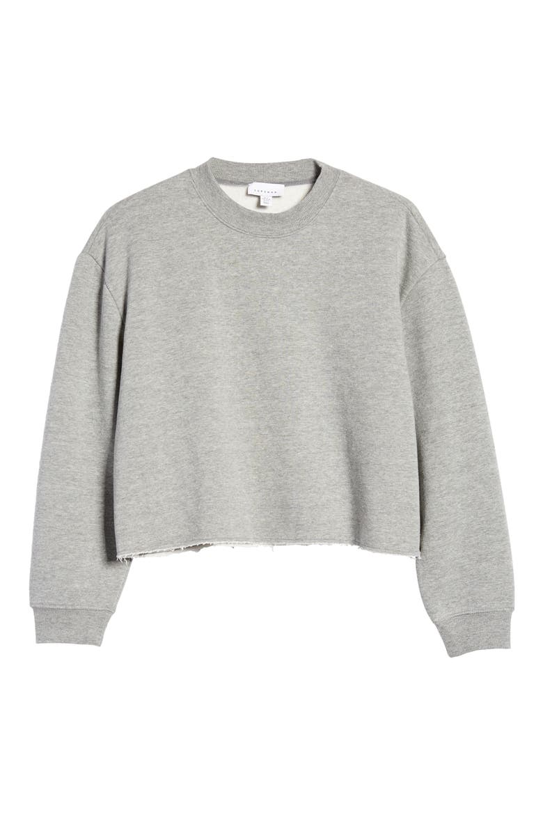 Crewneck Crop Sweatshirt, Alternate, color, GREY