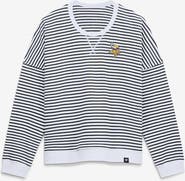 FANATICS Women's Fanatics White/Black Minnesota Vikings Striped Oversized French Terry Sweatshirt