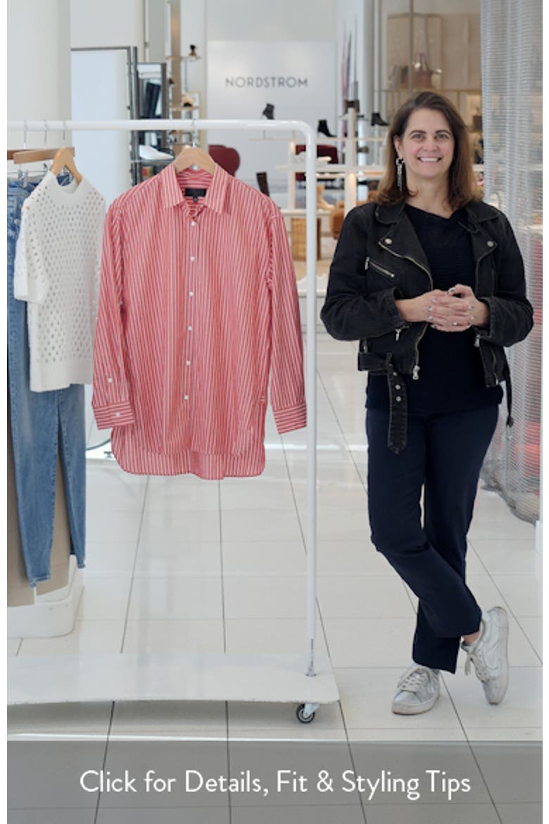 Yorke Stripe High-Low Cotton Poplin Button-Up Shirt video