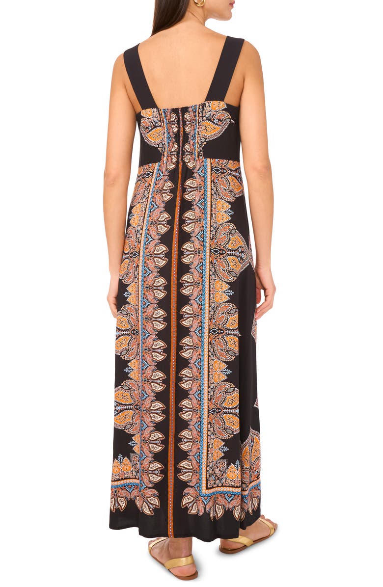 Vince Camuto Print Square Neck Sleeveless Maxi Dress, Alternate, color, Rich Black