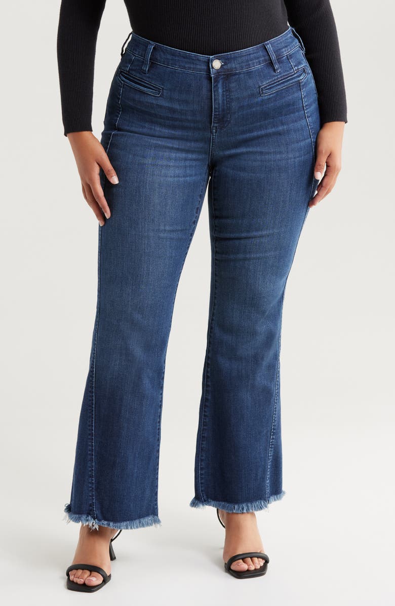 Liverpool Los Angeles Hannah Frayed Crop Flare Jeans, Main, color,