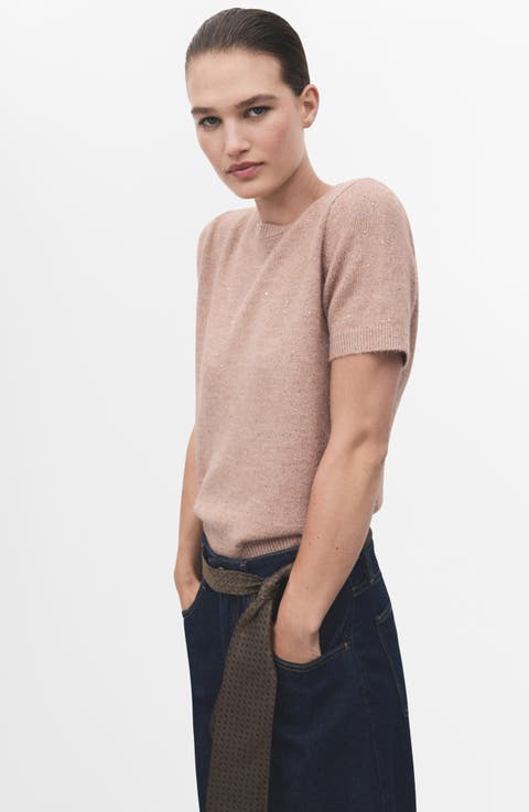 Metallic Short Sleeve Sweater