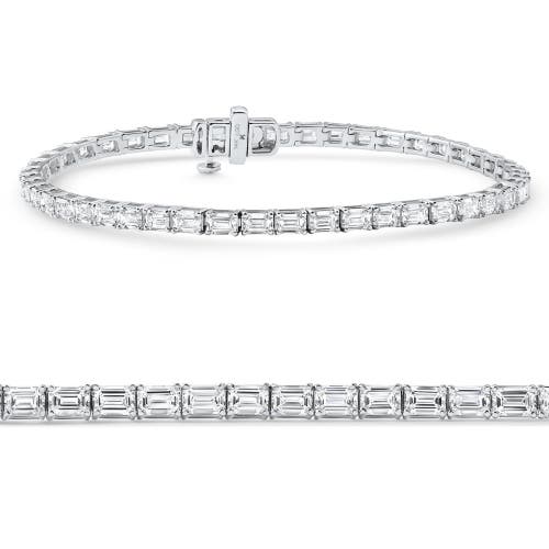 Bliss Diamond 7ct Emerald Cut Diamond East West Tennis Bracelet 14k Gold Lab Grown In Silver