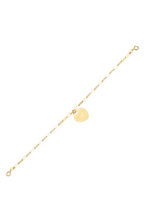 Frankie & Zoe 10k Gold Heart Charm Paperclip Bracelet 10k In Gold