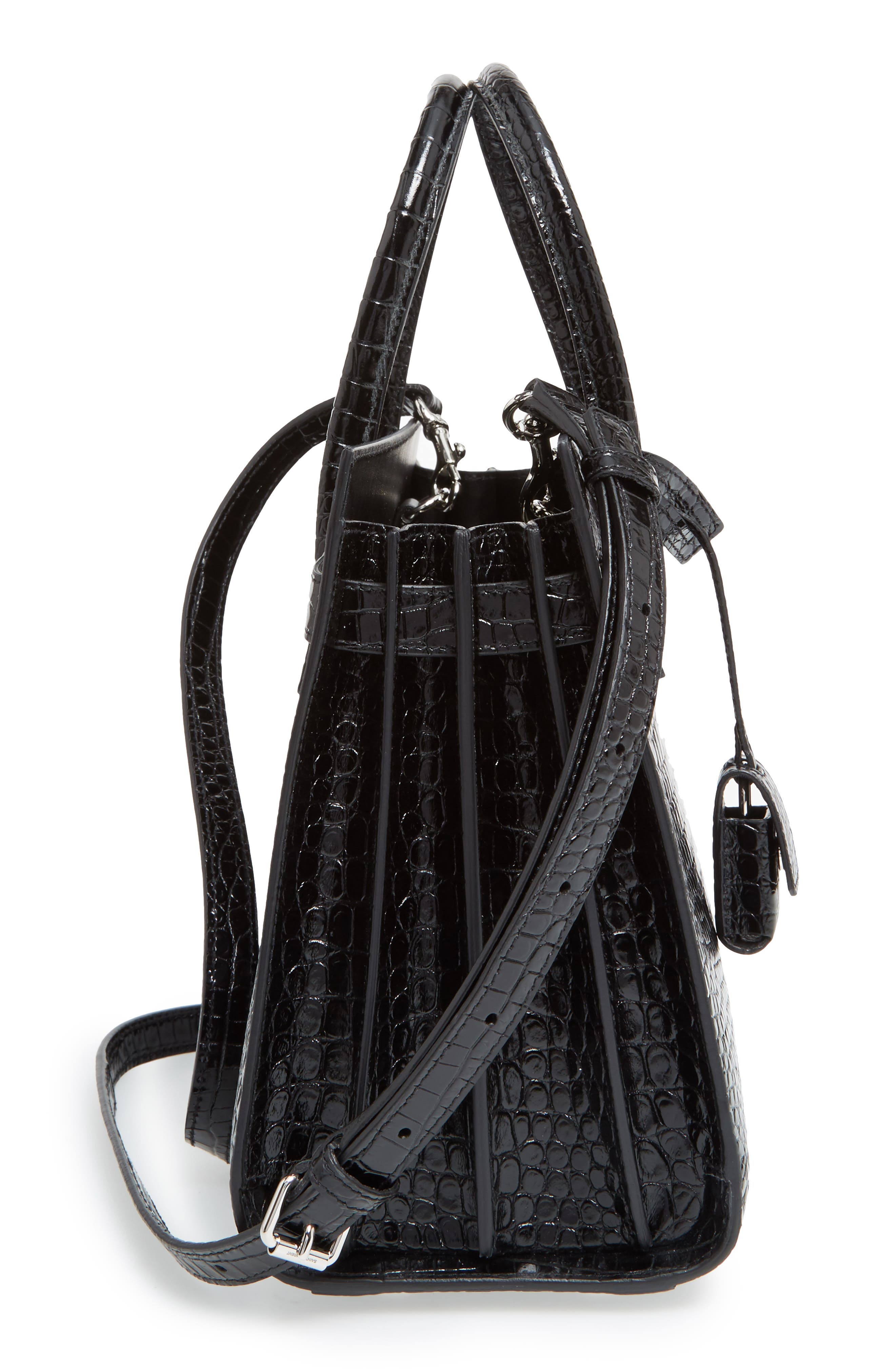 Saint Laurent Baby Sac de Jour Croc Embossed Calfskin Leather Tote, Alternate, color, 