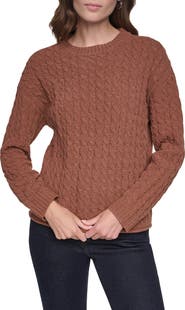 DKNY Jeans Cable Knit Crewneck Sweater