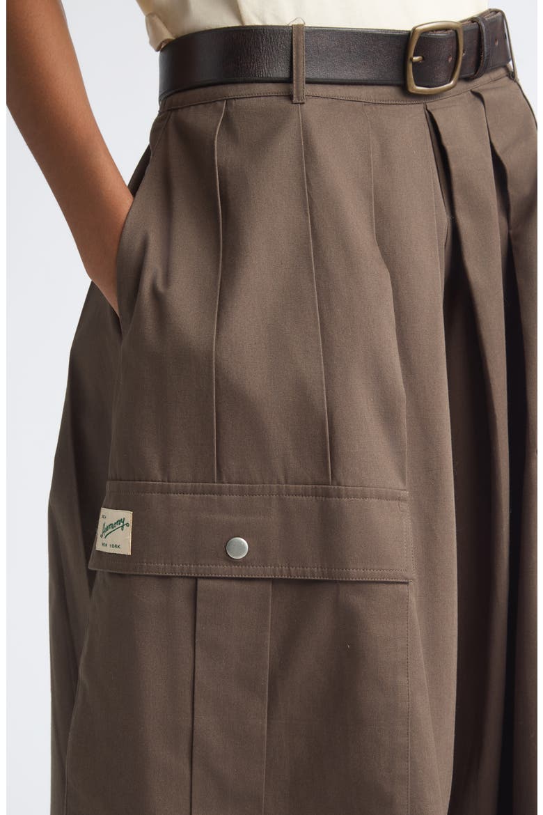 Tristan Pleated Cotton Culottes, Alternate, color, BROWN