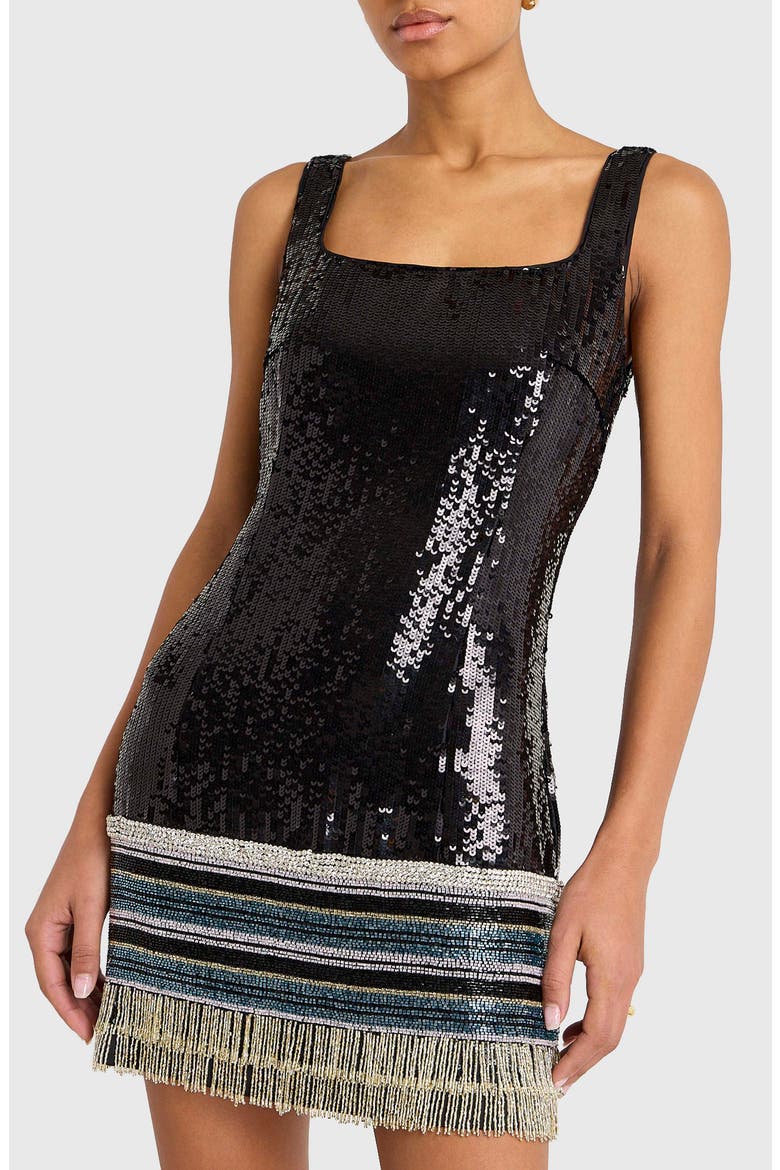 Augustine Sequin Minidress, Alternate, color, BLACK MULTI