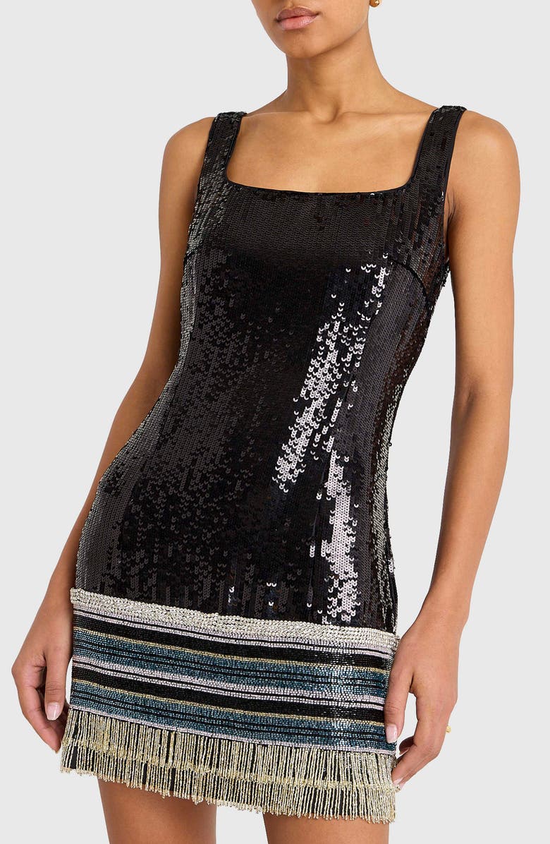 Amanda Uprichard Augustine Sequin Minidress, Alternate, color, Black Multi