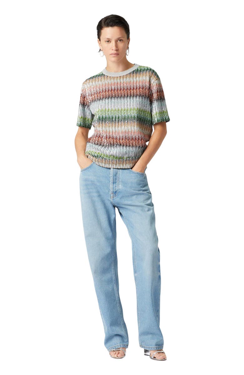 Missoni Crewneck T-shirt In Gradient Zigzag Knit With Sequins, Main, color, 