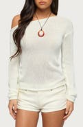 EDIKTED One-Shoulder Open Stitch Sweater