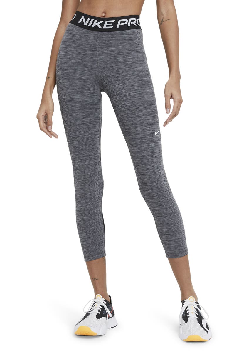 Nike Pro Mid-Rise Crop Mesh-Panel Leggings, Main, color, 