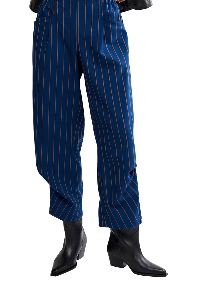 Free People Nice Choice Stripe Pull-On Pants, Alternate, color, Navy Combo Pinstripe