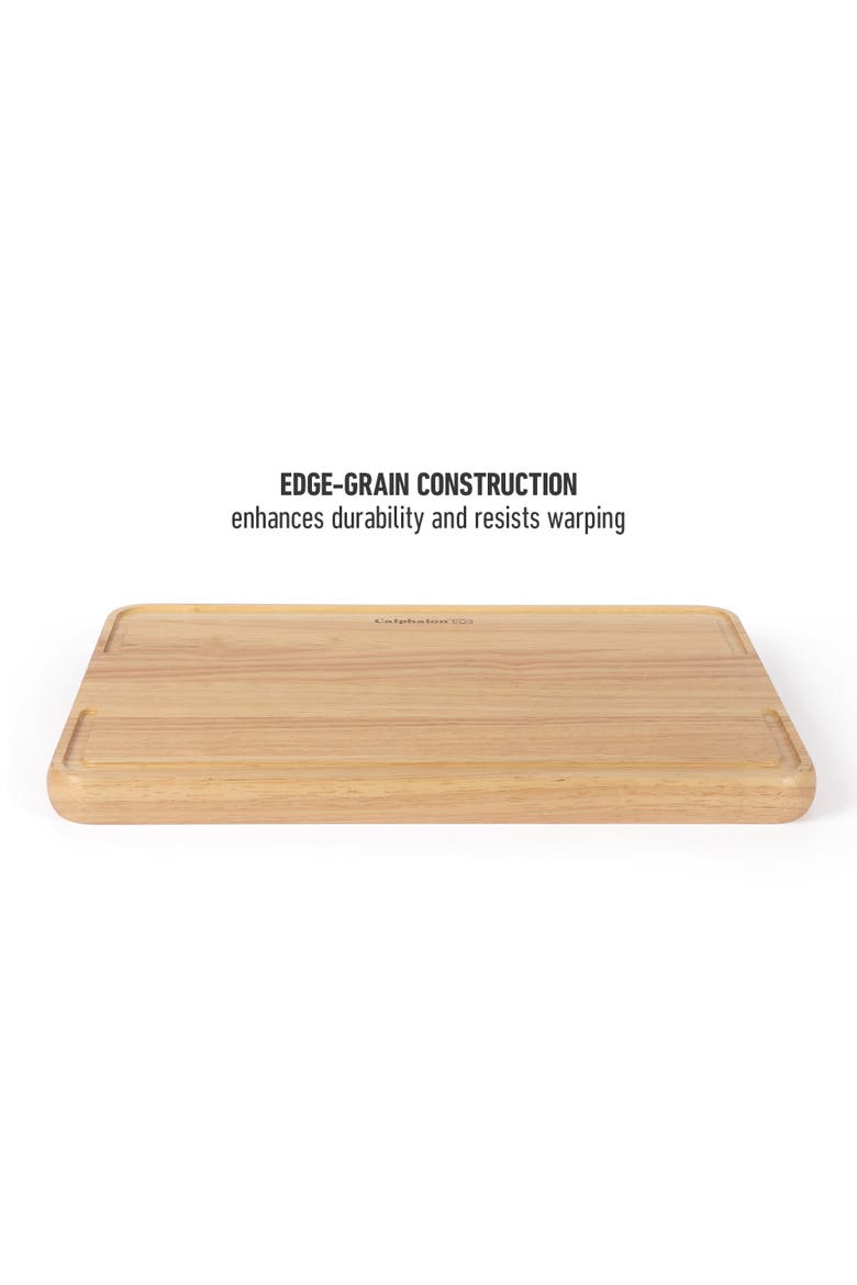 Edge Guard Reversible Edge Grain Rubberwood Cutting Board with Juice Groove, Alternate, color, Natural