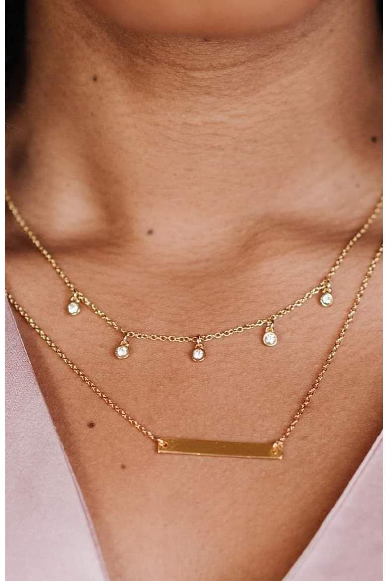 Layered Gem Necklace, Alternate, color, Gold