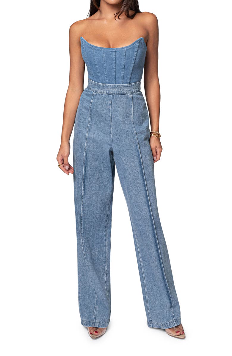 JLUXLABEL Fenix Reversible Denim Corset, Alternate, color, Medium Wash