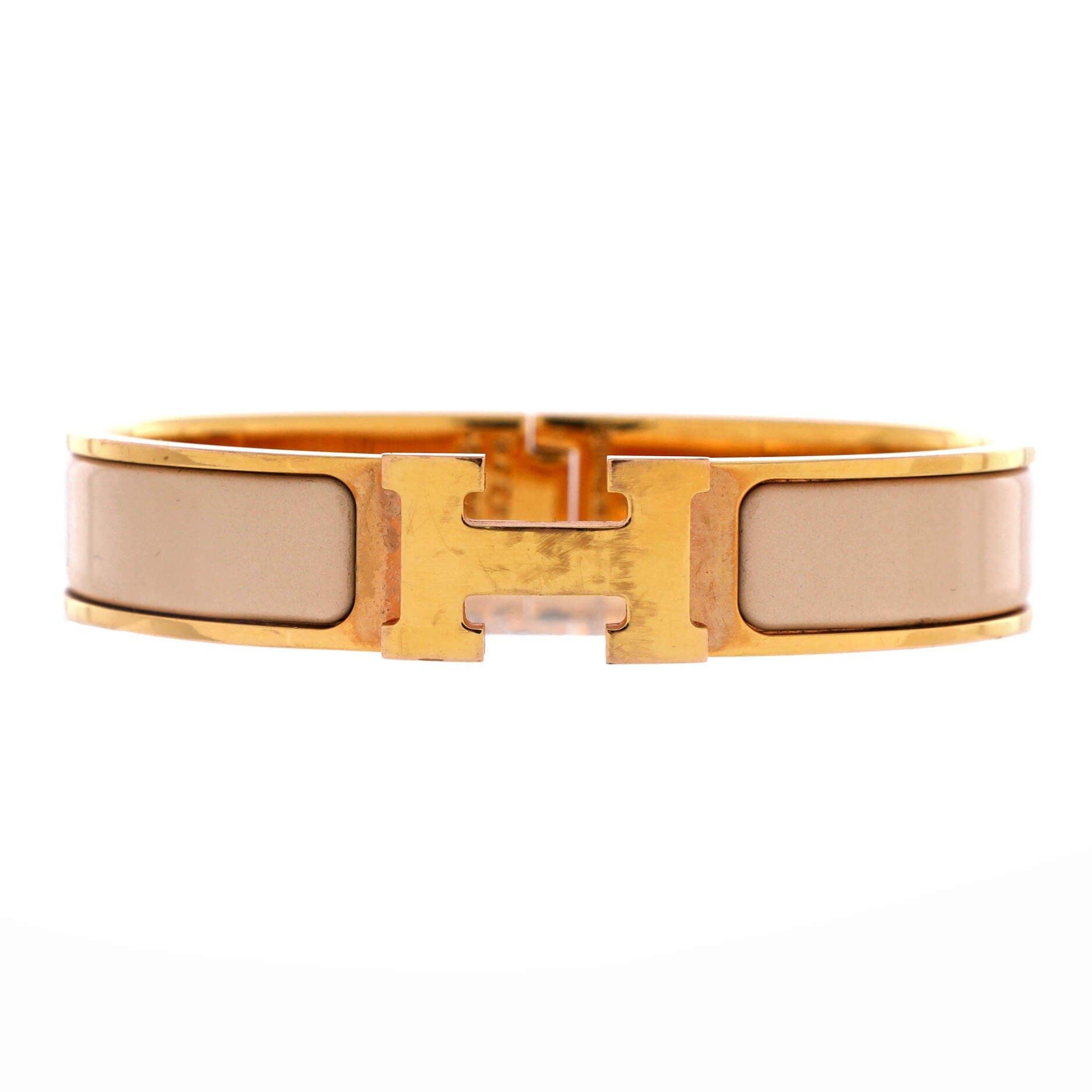 Clic H Bracelet Enamel Narrow, Main, color, White