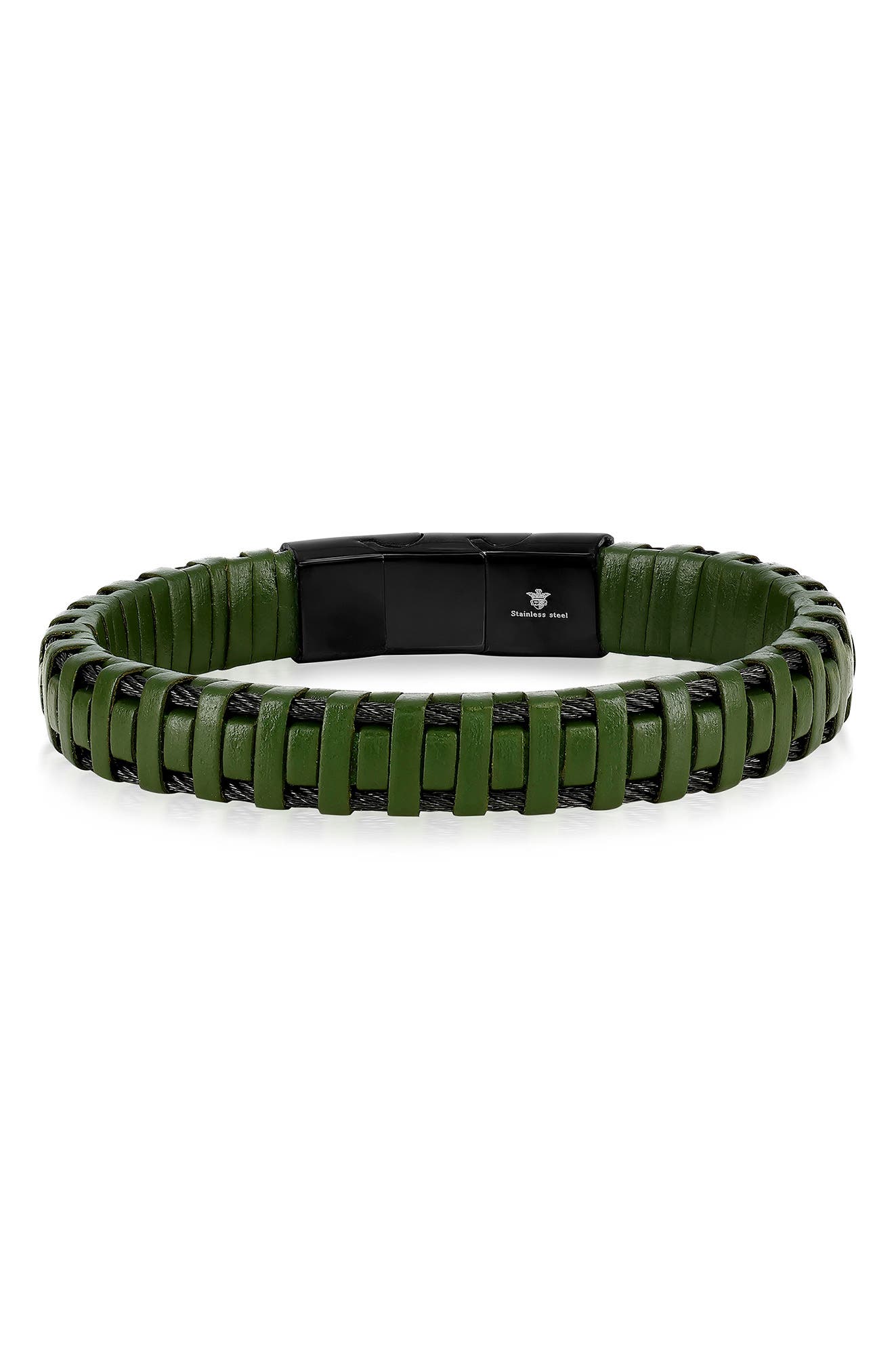 BLACKJACK Men's Leather Wrapped Bracelet