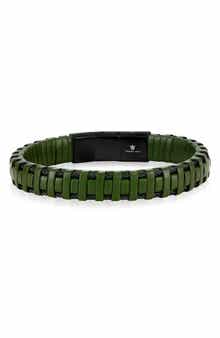 BLACKJACK Men's Leather Wrapped Bracelet