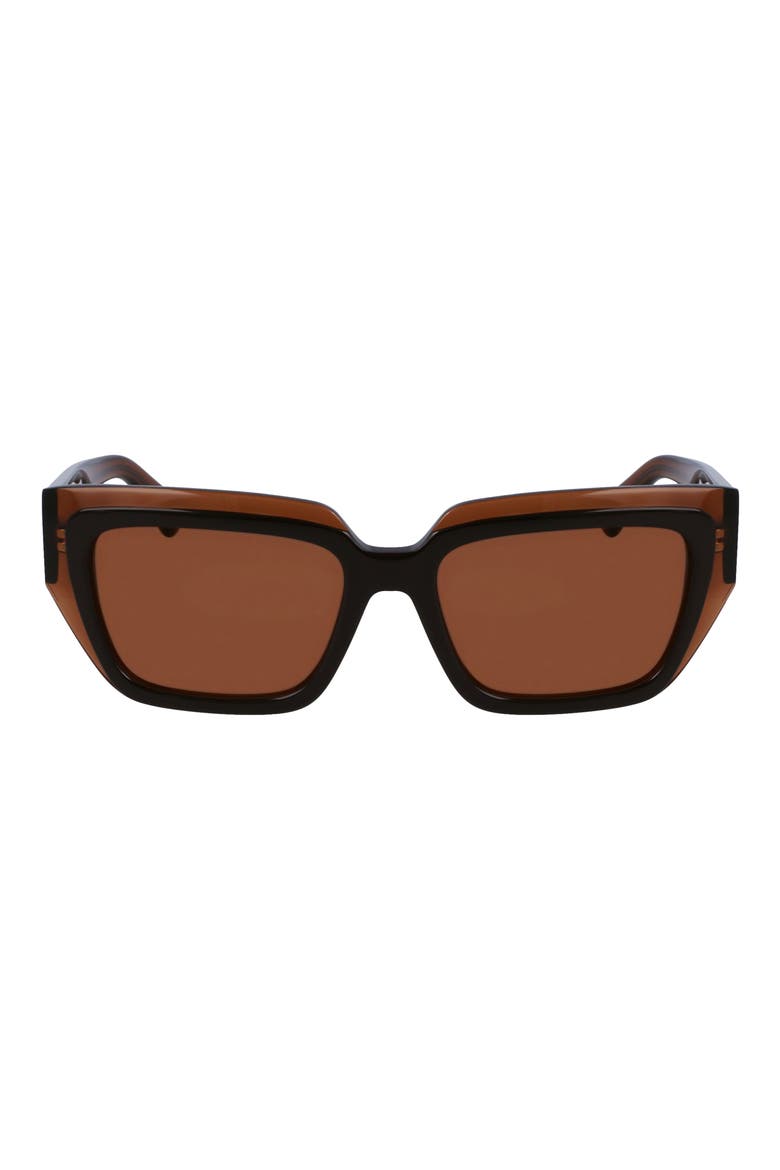 Classic Logo 55mm Square Sunglasses, Main, color, TRANSPARENT BROWN/BROWN