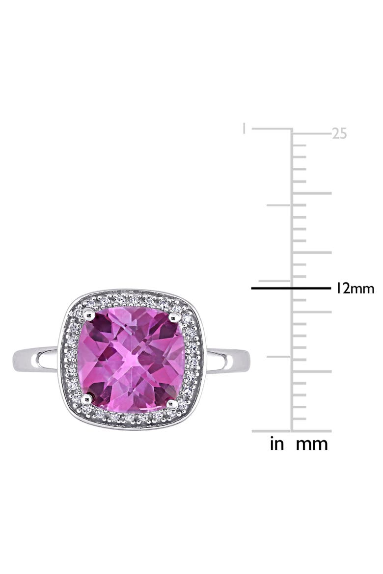 Pink Topaz & Diamond Cushion Halo Ring 10k, Alternate, color, Pink Topaz