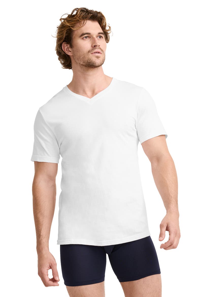 Mens 100% Cotton Classic V-Neck Undershirt - 6 Pack, Alternate, color, White
