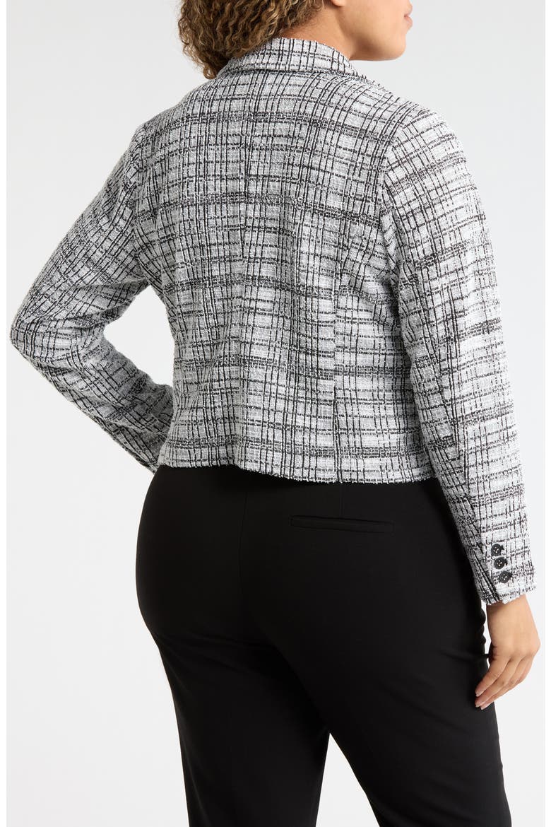 Plaid Tweed Crop Blazer, Alternate, color, BLACK/ WHITE PLAID