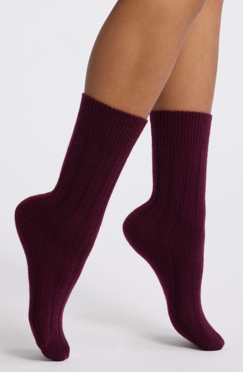 Rib Cashmere Blend Crew Socks