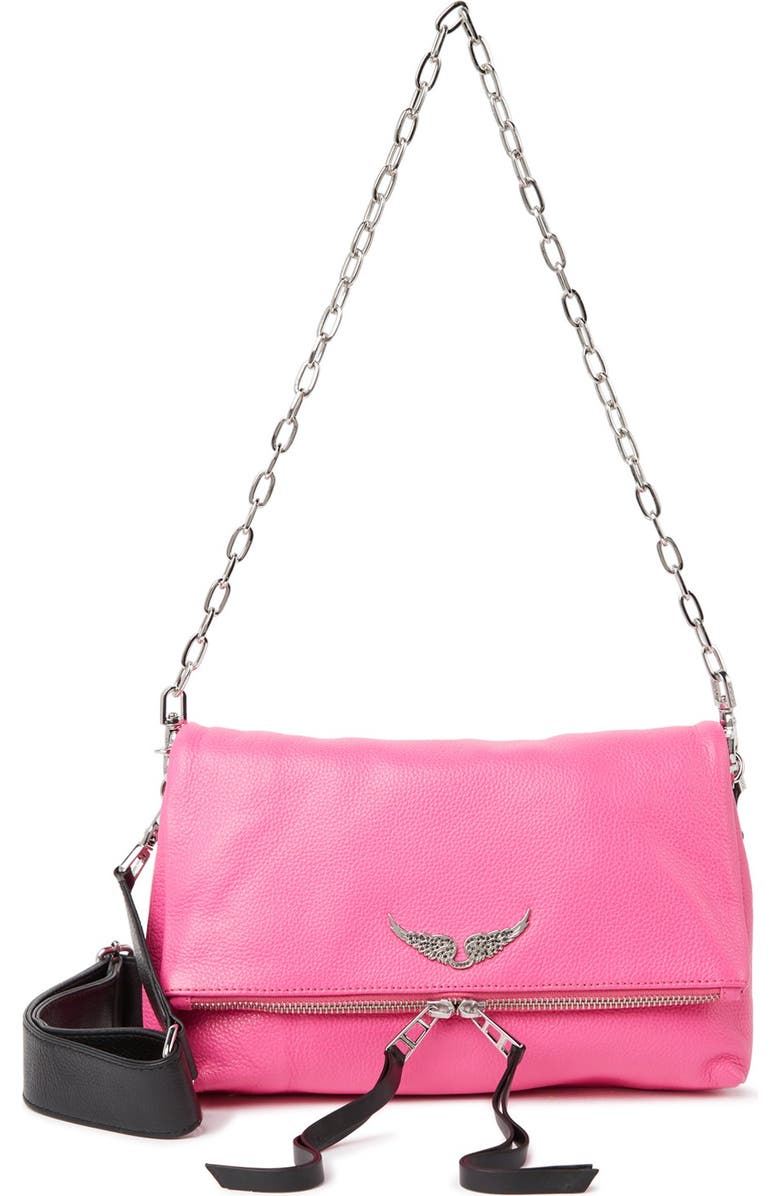 Zadig & Voltaire Rocky Grained Leather Crossbody Bag, Main, color,